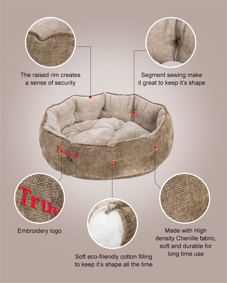 Truelove Pet Sofa Bed Foam Sofa with Removable Washable Cover Waterproof Lining and Nonskid Bottom Couch Dog Bed Cat Bed TLR1902