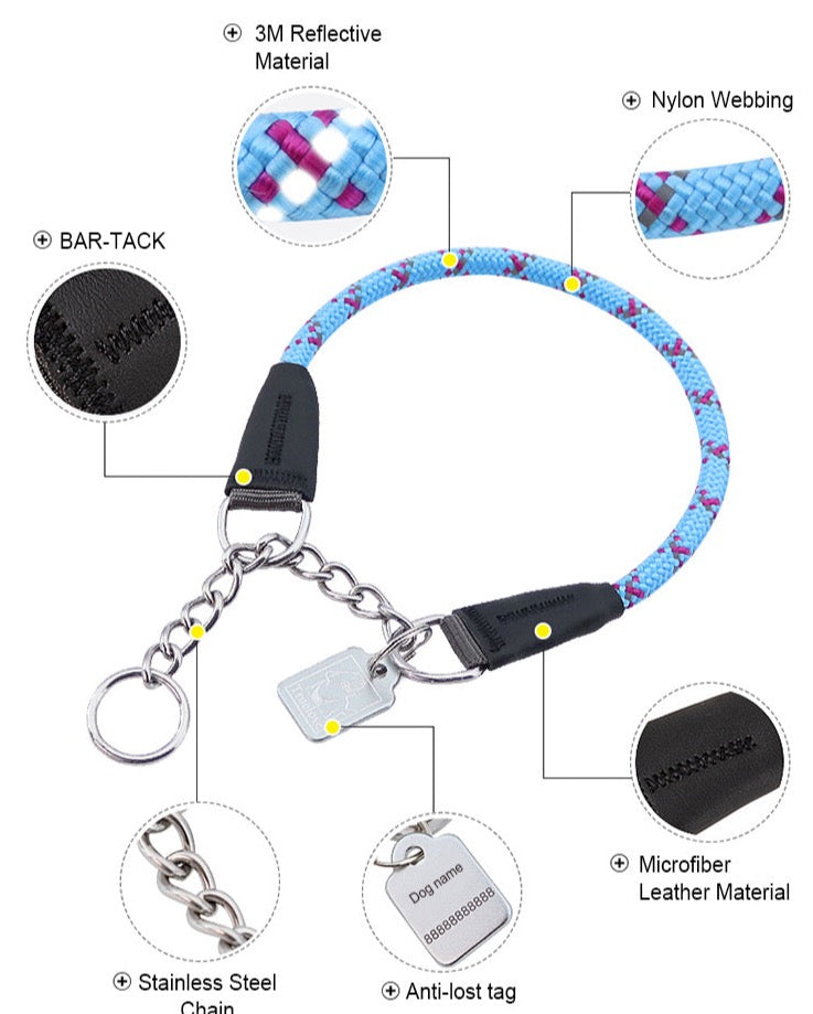 Truelove Pet P-Kette Nylon Hund Kragen Edelstahl Kette Pull-beständig Reflektierende Dekorative Explosion-proof Walking TLC5373