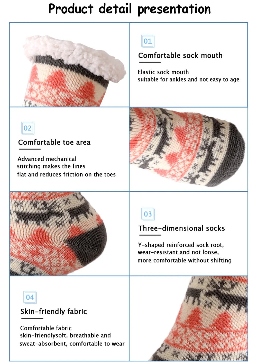 Dicke Fuzzy-Socken mit winterlichem Design