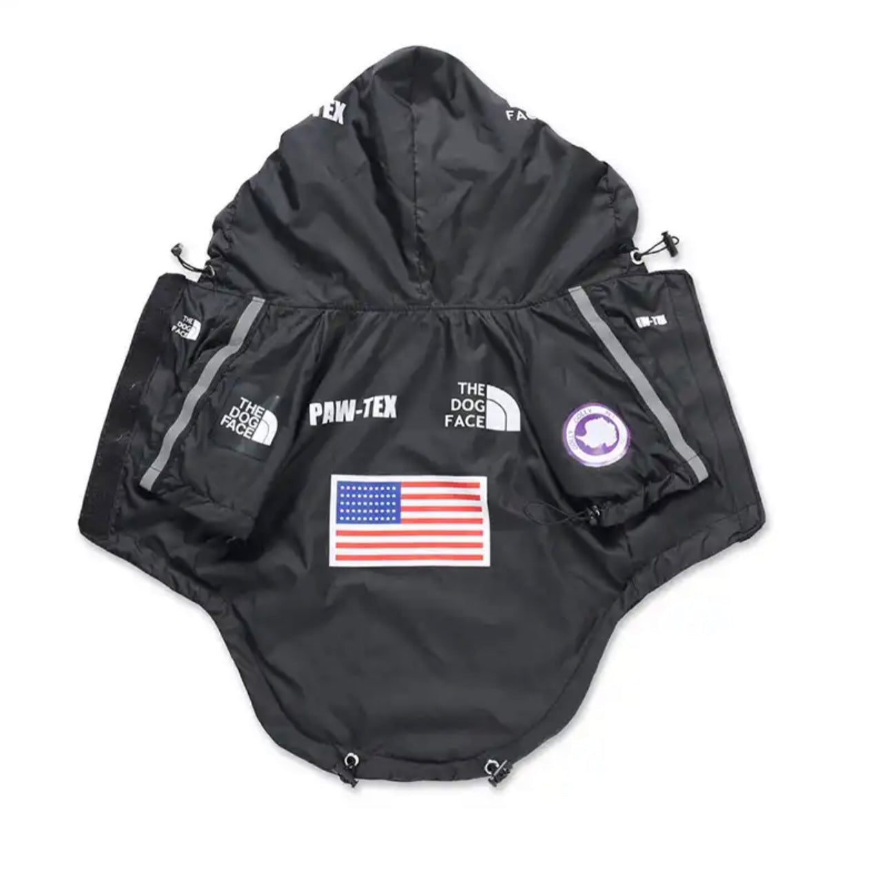 Wasserdichte Hundejacke mit Kapuze „Space Edition“, schwarz