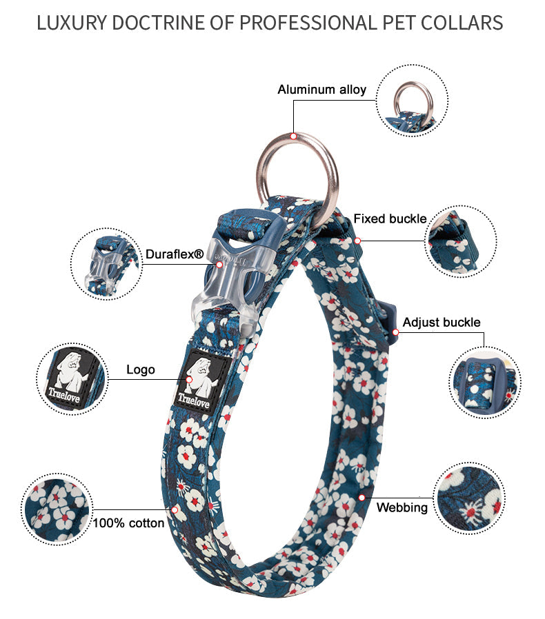 Hundehalsband Flower Spring "SAXONY BLUE" Limited Edition