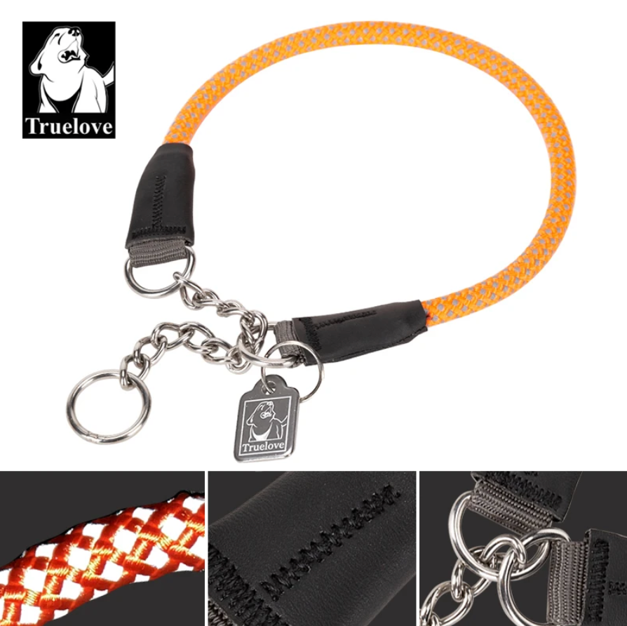 Reflektierendes Hundehalsband mit Kettenzugstop V1