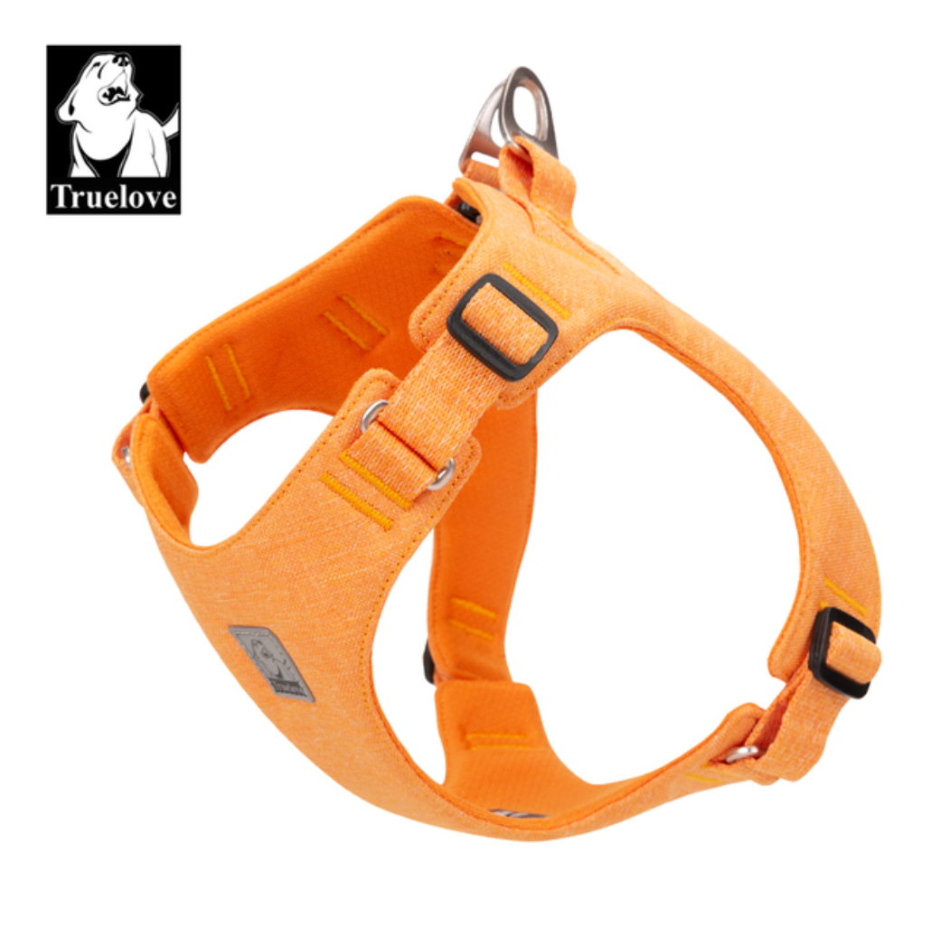 Adjustable recycling harness for small dogs, color: orange, grey, red, blue