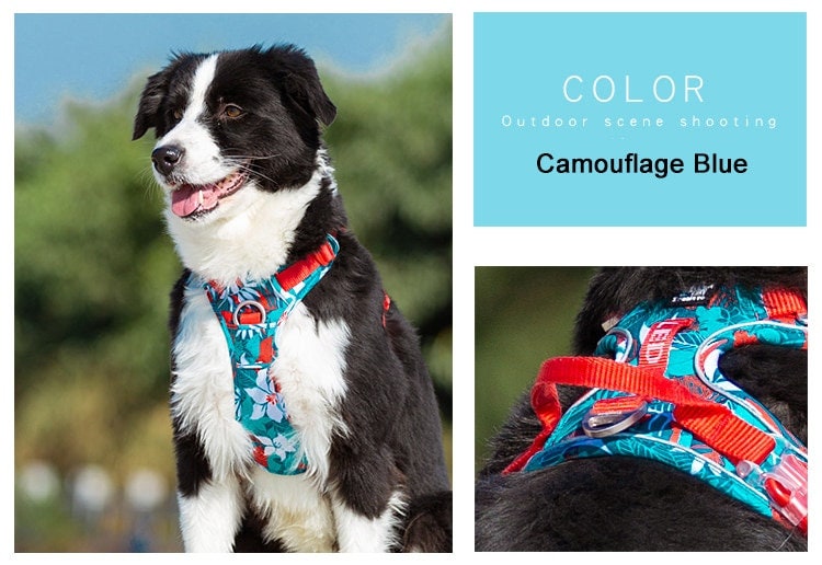 Reflektierendes Hundegeschirr "Camouflage Blue" Limited Edition