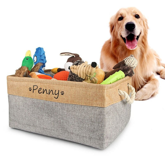 Personalisierter Spielzeugkorb / Box für Zubehör Hund Haustier
